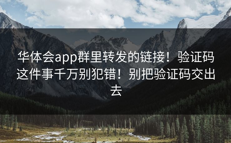 华体会app群里转发的链接！验证码这件事千万别犯错！别把验证码交出去