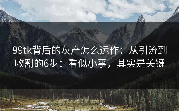 99tk背后的灰产怎么运作：从引流到收割的6步：看似小事，其实是关键